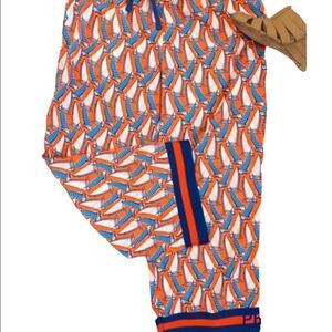 Mark. Sailboat Capri Satin Plus Size Pants Orange/Blue Beach Loungewear 1X